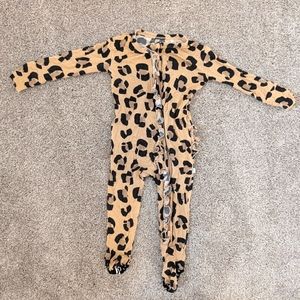 Posh peanut Cheetah Leopard Print Footie Ruffles One Piece